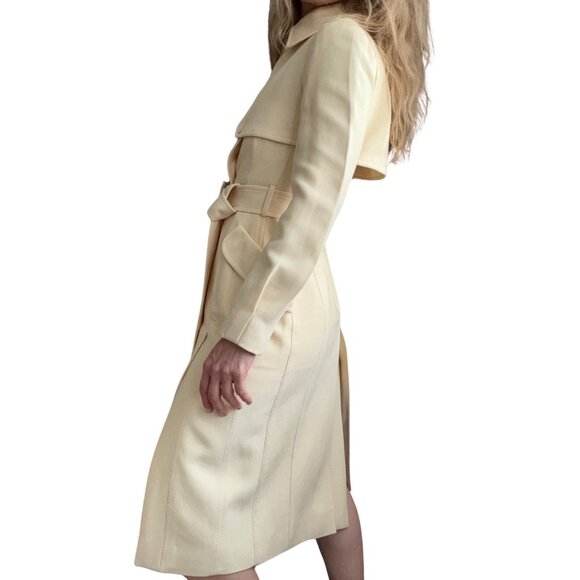SOLD Auth Vintage Christian Dior Yellow Silk Belted Structured Coat Size XS - Picture 5 of 16